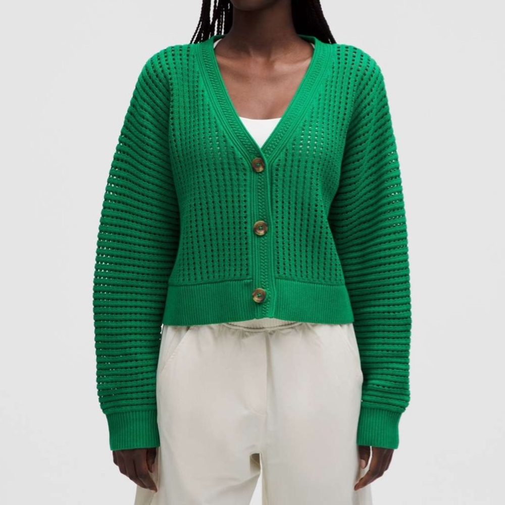 NWT Lululemon Cotton Crochet Mesh Relaxed-Fit Cardigan Sz XL
